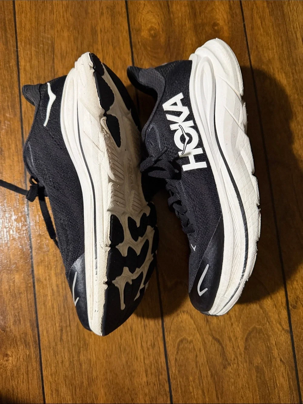 Hoka Black and White Road Running Shoes